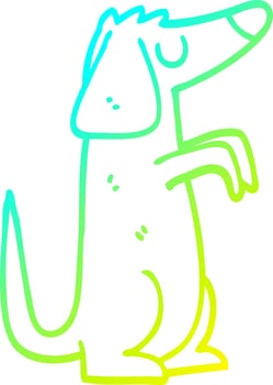 cold gradient line drawing cartoon dog vector