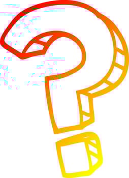 warm gradient line drawing cartoon question mark vector