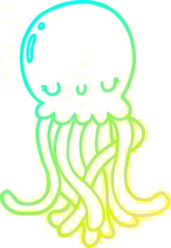 cold gradient line drawing cute cartoon jellyfish vector