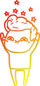 warm gradient line drawing cartoon excited man vector