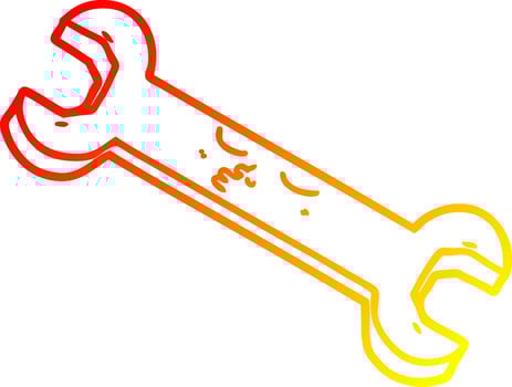 warm gradient line drawing cartoon spanner vector
