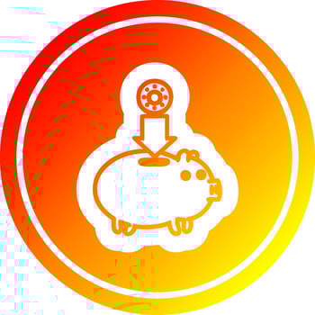 piggy bank circular in hot gradient spectrum vector