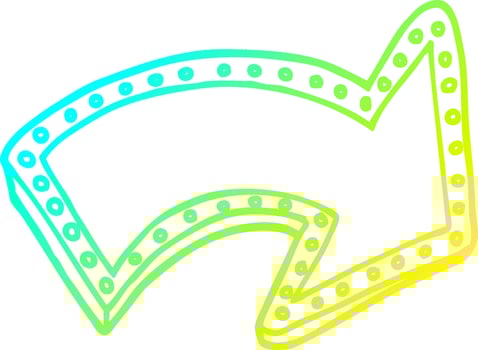 cold gradient line drawing cartoon lit up sign vector