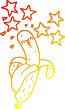 warm gradient line drawing cartoon magic banana vector