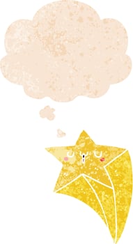 cartoon shooting star and thought bubble in retro textured style vector