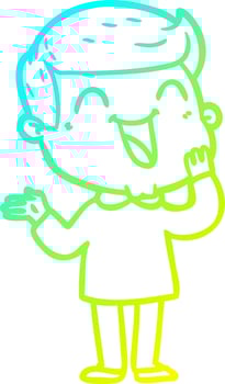 cold gradient line drawing cartoon happy man vector
