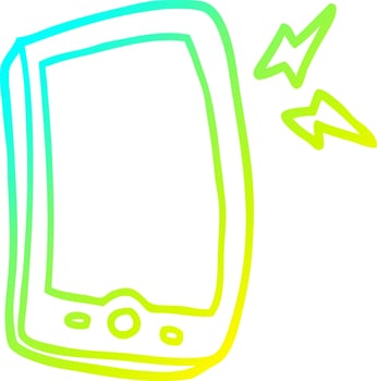 cold gradient line drawing cartoon mobile phone vector