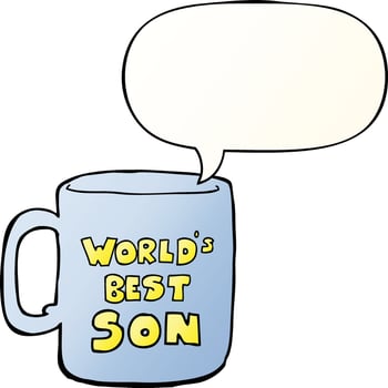worlds best son mug and speech bubble in smooth gradient style vector