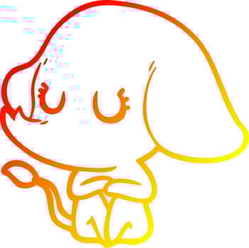 warm gradient line drawing cute cartoon elephant vector