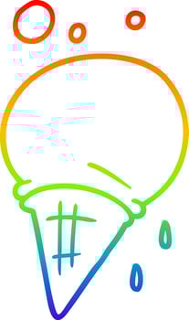 rainbow gradient line drawing cartoon ice cream vector