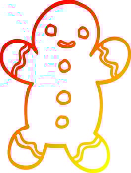warm gradient line drawing cartoon gingerbread man vector