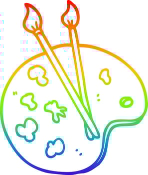 rainbow gradient line drawing cartoon artist palette vector