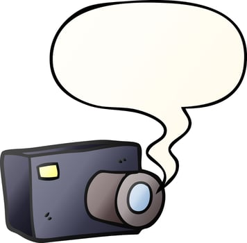 cartoon camera and speech bubble in smooth gradient style vector