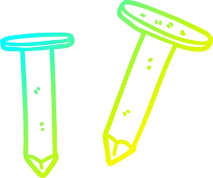 cold gradient line drawing cartoon old nails vector