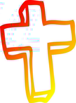 warm gradient line drawing cartoon wood cross vector