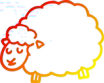 warm gradient line drawing cartoon sheep vector