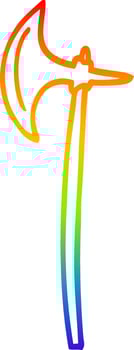 rainbow gradient line drawing cartoon medieval axe vector