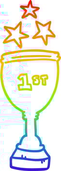 rainbow gradient line drawing cartoon sports trophy vector