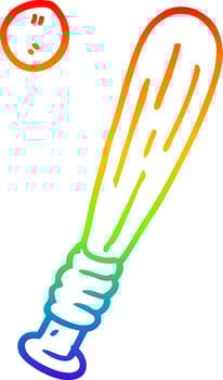 rainbow gradient line drawing cartoon baseball bat vector