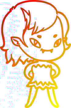 warm gradient line drawing vampire girl in dress vector