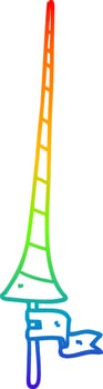 rainbow gradient line drawing cartoon medieval lance vector
