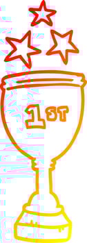 warm gradient line drawing cartoon sports trophy vector