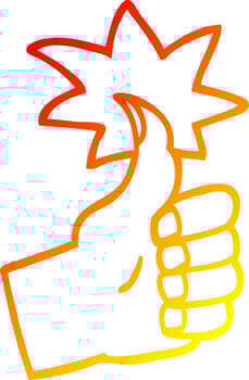 warm gradient line drawing cartoon thumbs up symbol vector