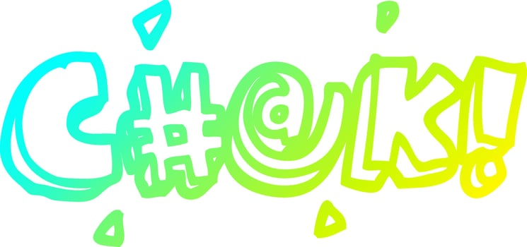 cold gradient line drawing cartoon swear word vector