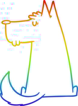 rainbow gradient line drawing cute cartoon dog vector