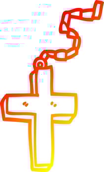warm gradient line drawing cartoon gold crucifix vector