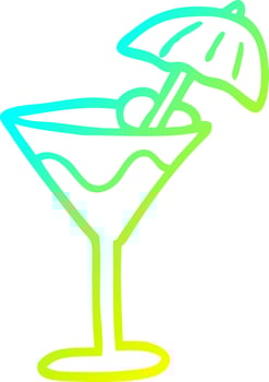 cold gradient line drawing cartoon cocktail vector