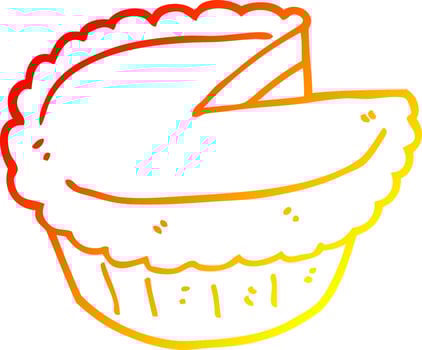 warm gradient line drawing cartoon pie vector