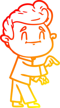 warm gradient line drawing happy cartoon man making point vector