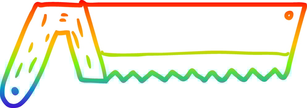 rainbow gradient line drawing old saw cartoon vector
