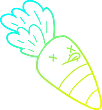 cold gradient line drawing cartoon dead carrot vector
