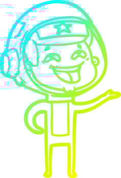 cold gradient line drawing cartoon laughing astronaut vector
