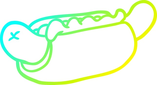 cold gradient line drawing fresh tasty hot dog vector