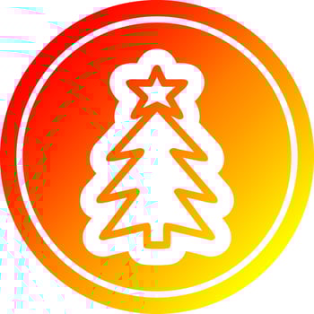 christmas tree circular in hot gradient spectrum vector