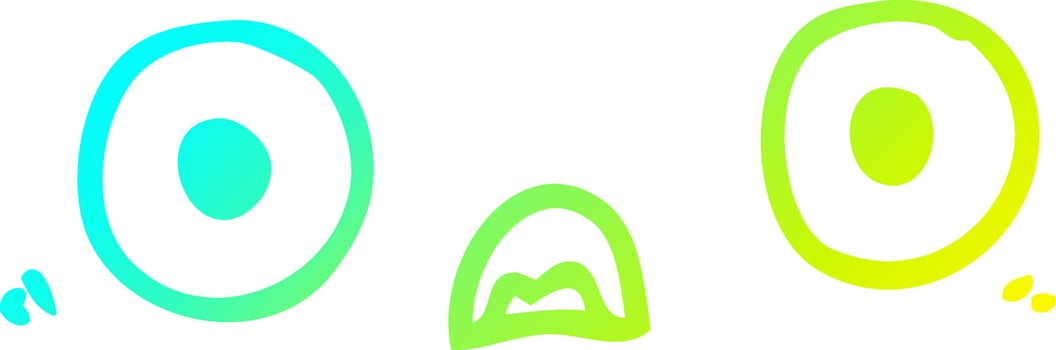 cold gradient line drawing cute cartoon face vector
