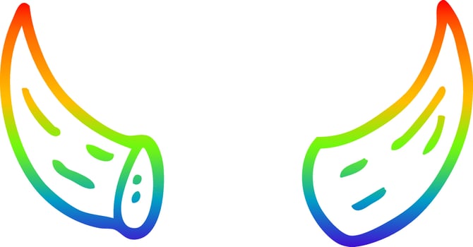 rainbow gradient line drawing cartoon horns vector