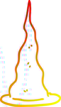 warm gradient line drawing cartoon witch hat vector