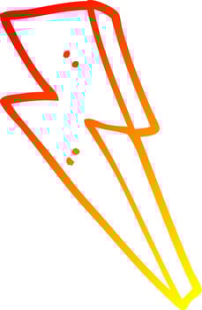 warm gradient line drawing cartoon lightning bolt vector