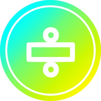 division sign circular in cold gradient spectrum vector