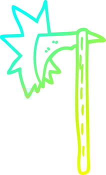cold gradient line drawing cartoon viking axe vector