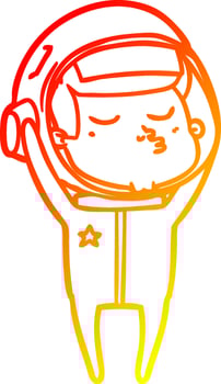 warm gradient line drawing cartoon confident astronaut vector