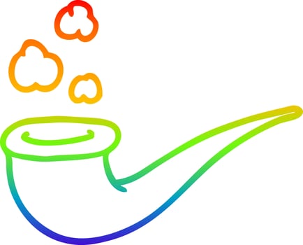 rainbow gradient line drawing cartoon smoking pipe vector