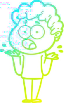 cold gradient line drawing cartoon man gasping in surprise vector