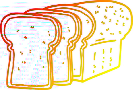 warm gradient line drawing cartoon sliced bread vector