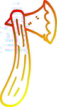 warm gradient line drawing cartoon axe vector