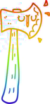 rainbow gradient line drawing cartoon axe vector